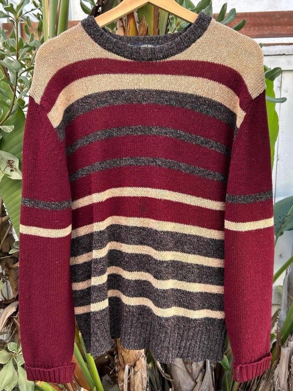 Vintage 1990s Knights Bridge Scotland Striped Wool Blend Sweater M 20x26